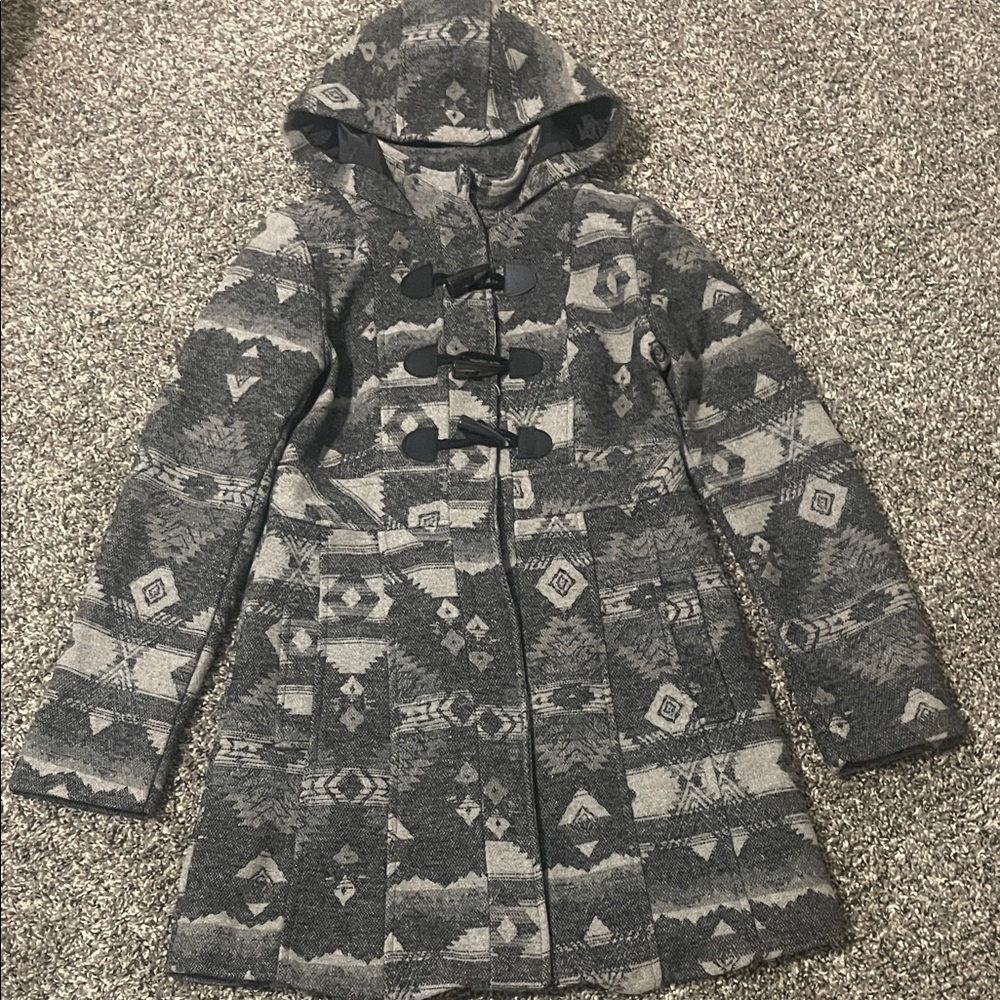 Paris Blues Charcoal and Light Gray Hooded Trench Coat